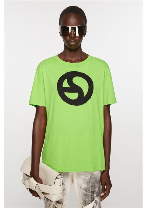 t-shirt con logo unisex verde in cotone ACNE STUDIOS | CL0265ABF